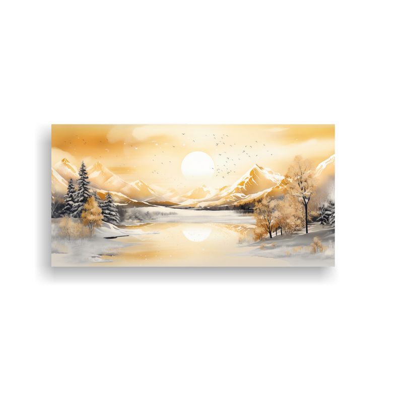 GENERICO - Paisaje Invernal Con Colores Dorados Arte Pop Neo 80x40 Cm