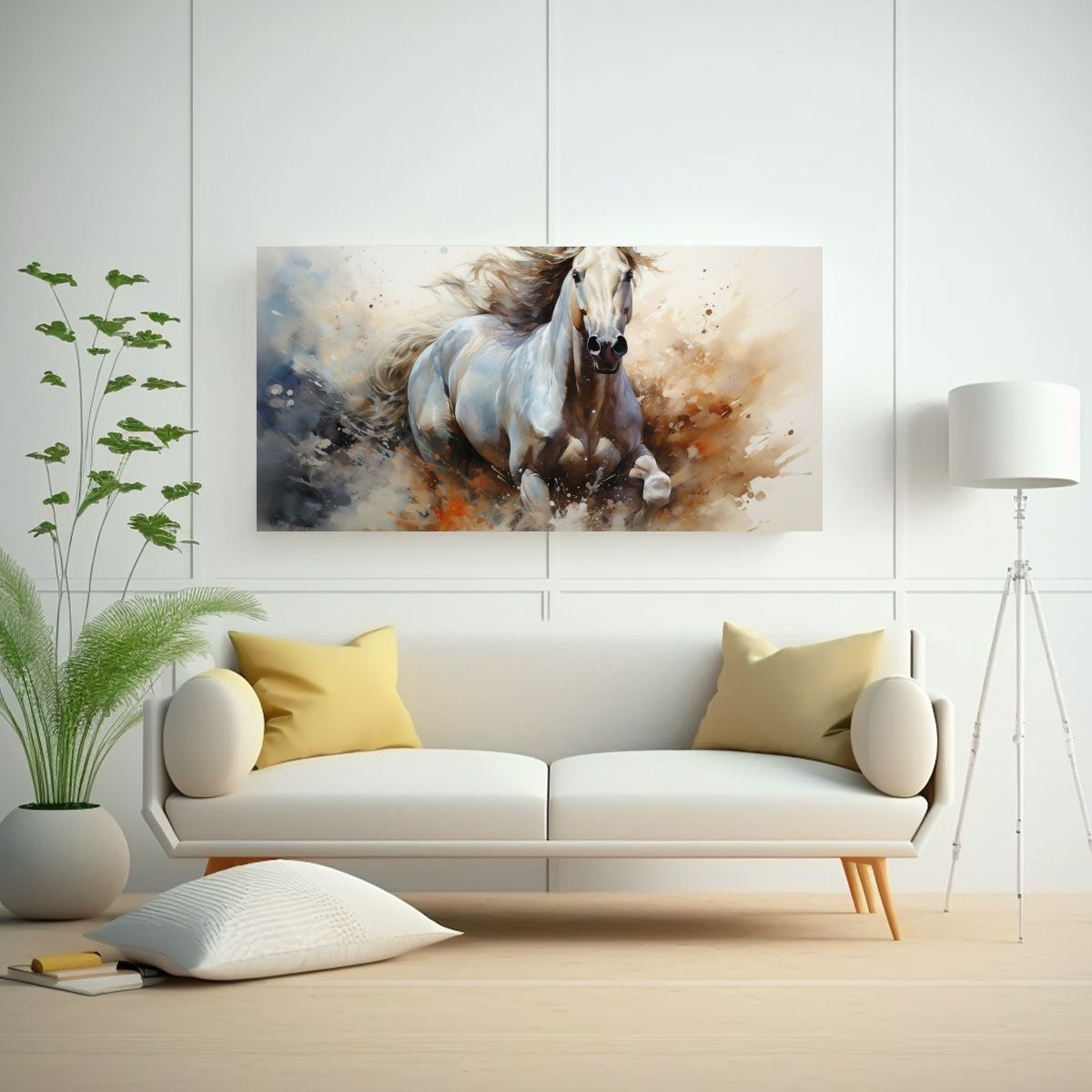 GENERICO - Pintura Floral De Caballo Andaluz En Estilo 60x30 Cm