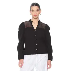 WADOS - BLUSA MANGA LARGA BRODERY ABOTONADA EN DELANTERO Y APLICACION