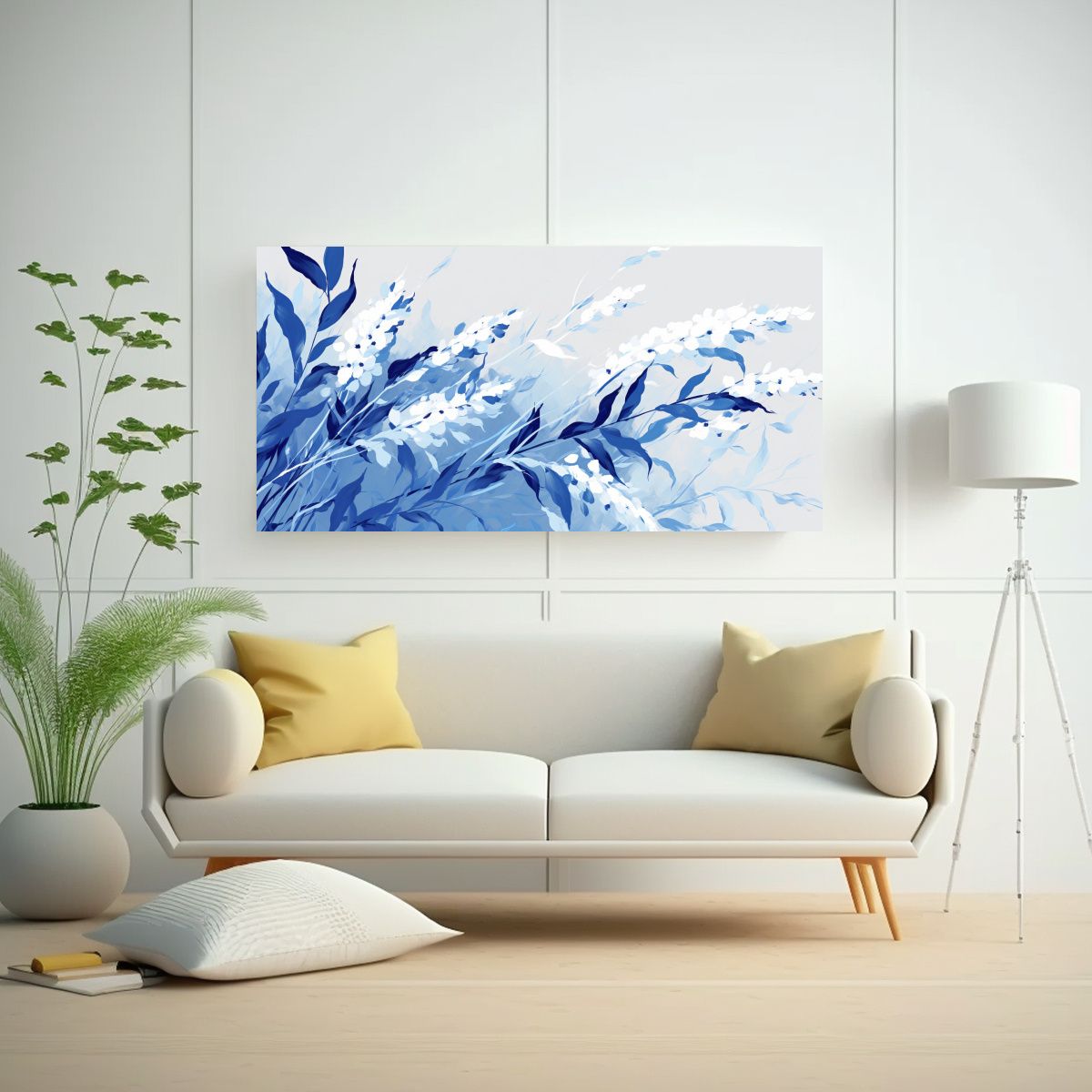 GENERICO - Pinturas Decorativas De Arte En Blanco Y Azul Con 60x30 Cm