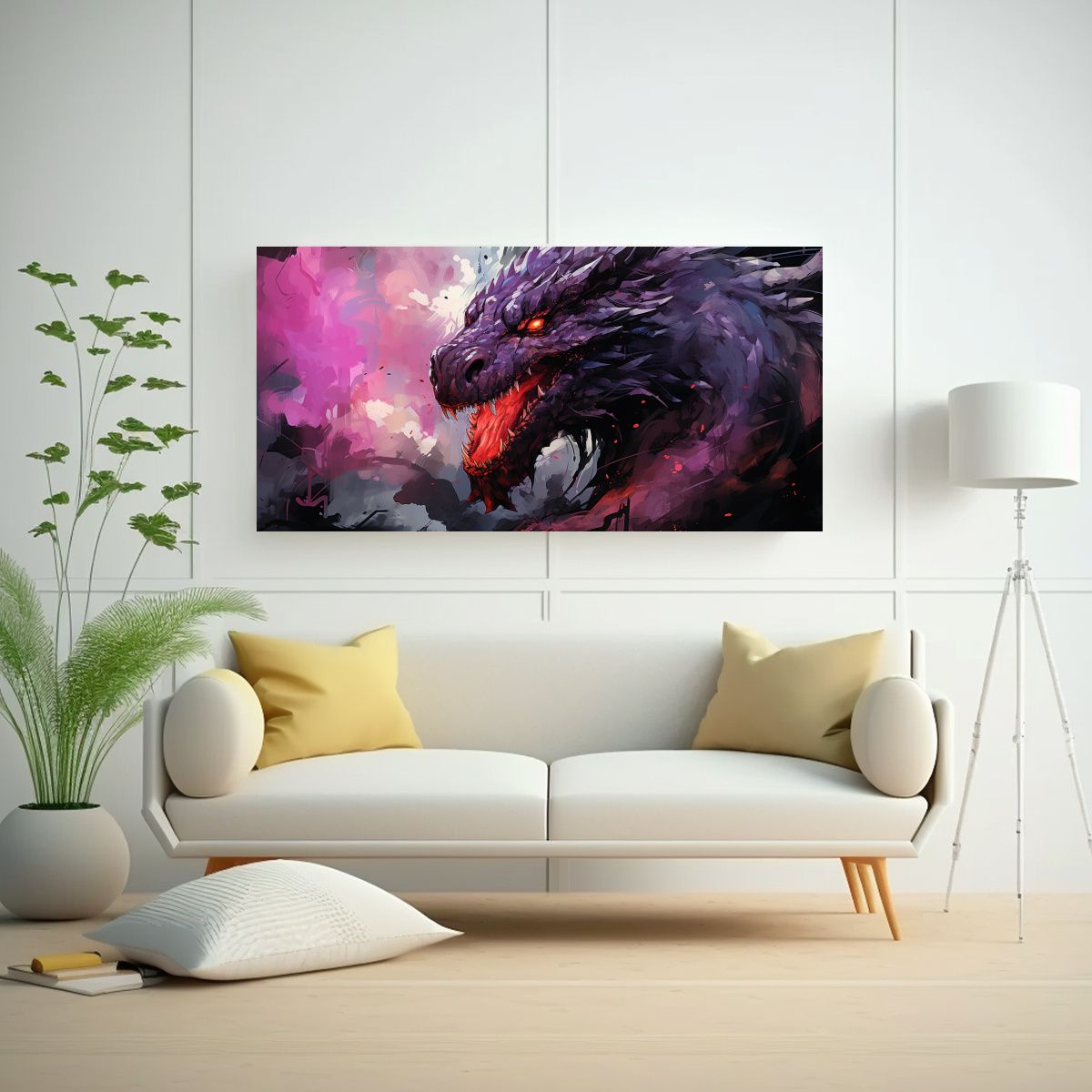 GENERICO - Cuadro Decorativo De Dragón En Colores Púrpura 100x50 Cm