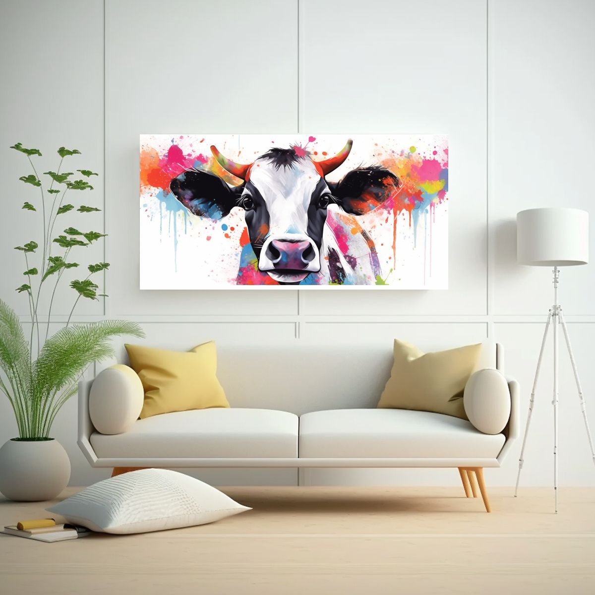 GENERICO - Cuadro De Una Vaca Jersey En Colores Blanco Y 100x50 Cm