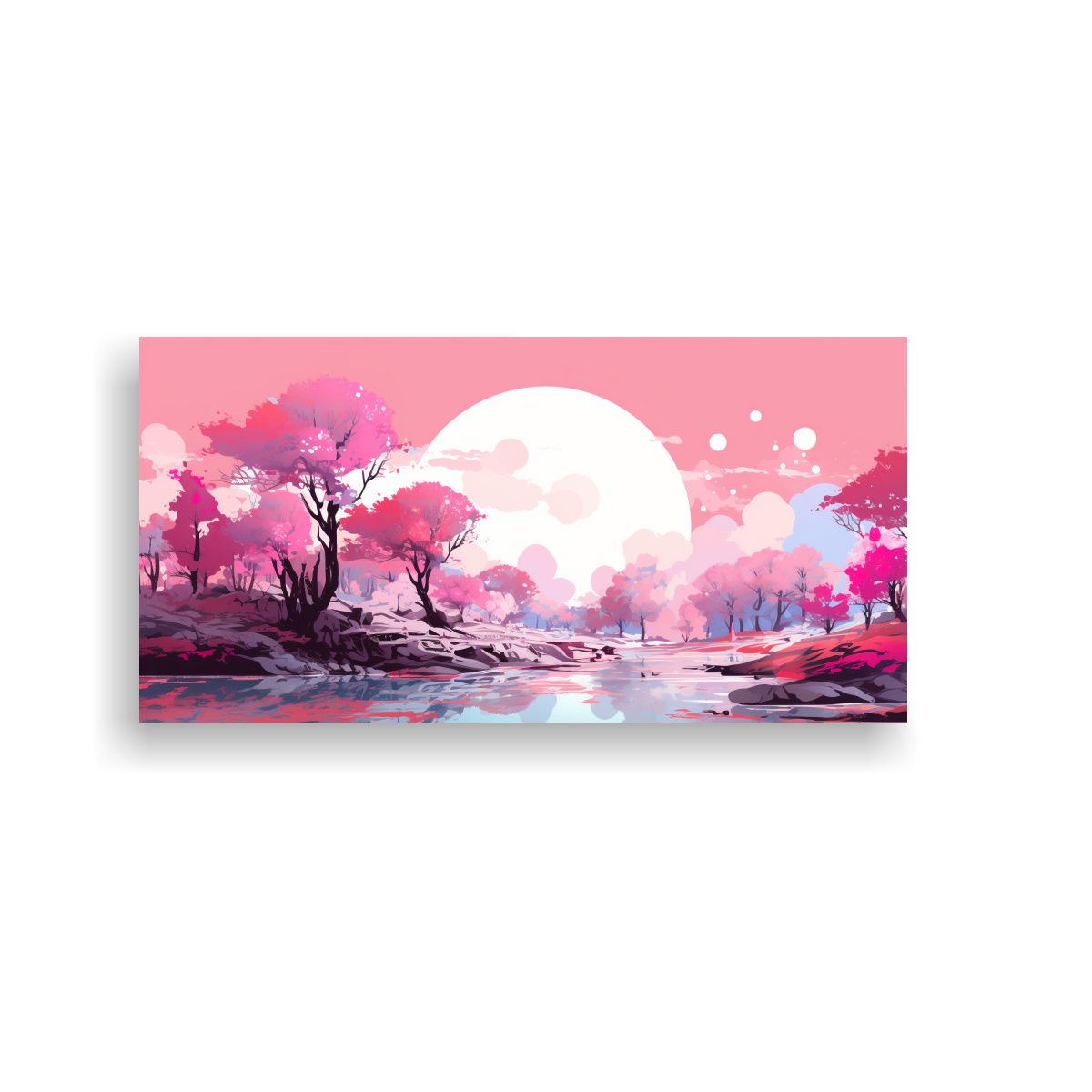 GENERICO - Paisaje Otoñal Alegre Con Colores Rosados De 80x40 Cm