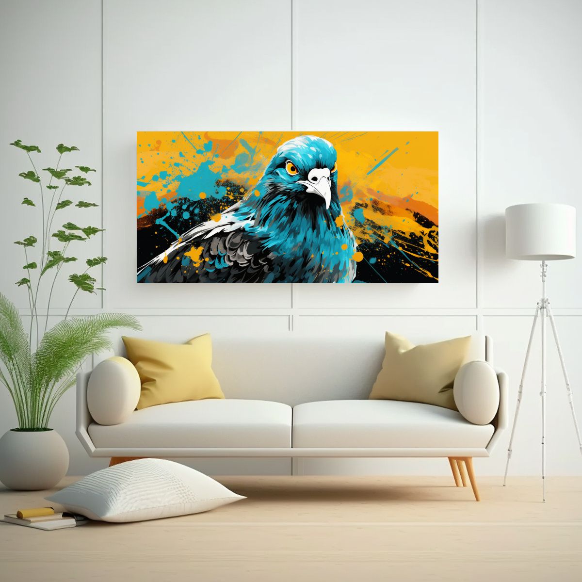 GENERICO - Pintura Decorativa De Paloma En Colores Amarillo 100x50 Cm