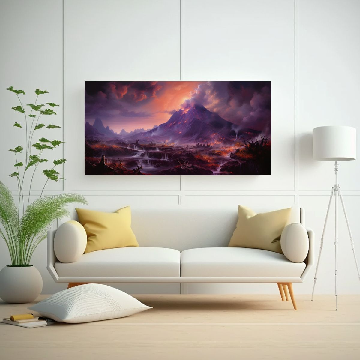 GENERICO - Pintura Abstracta De Un Volcán Con Colores 80x40 Cm