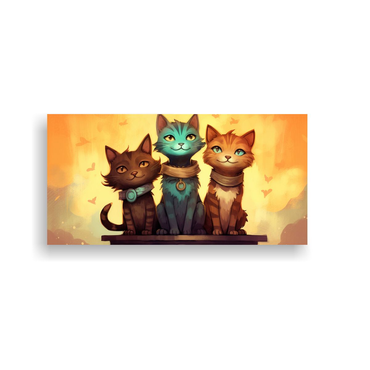 GENERICO - Cuadro De Gatos En Stack Mirando Hacia El Cielo 60x30 Cm