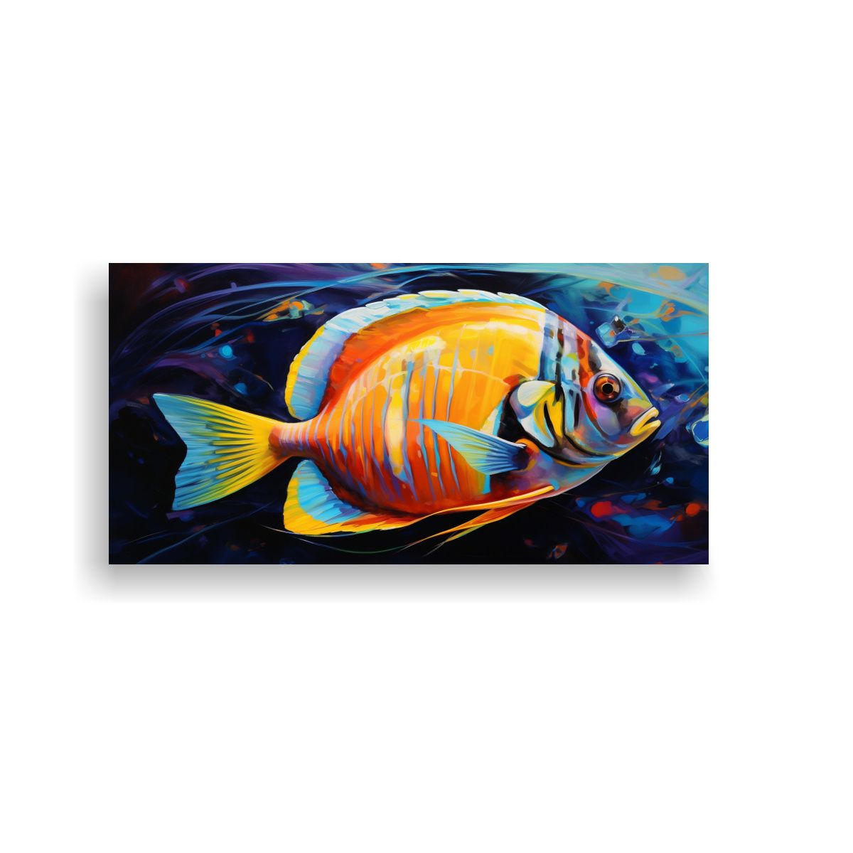 GENERICO - Arte Tela Armonía Peces Ángel Pintura Estilo 100x50 Cm.