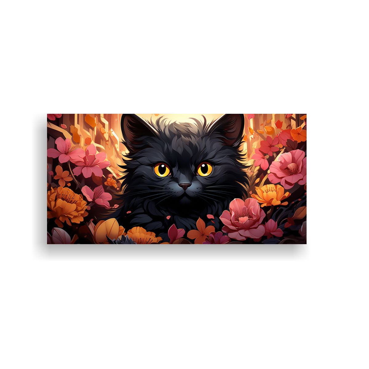 GENERICO - Pinturas Vidrieras De Gatos Negros Sonrientes 60x30 Cm