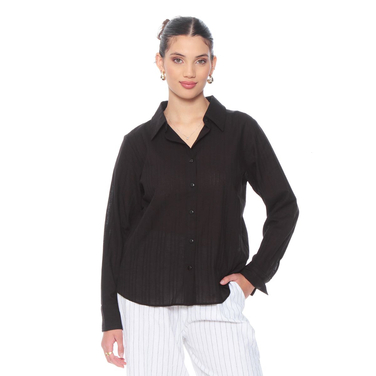 WADOS - BLUSA BRODERY MANGA LARGA ABOTONADA EN DELANTERO