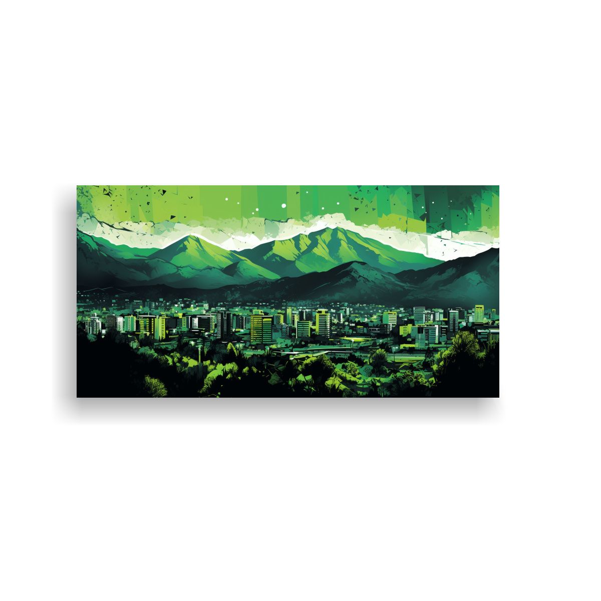 GENERICO - Pinturas Decorativas Horizontales En Verde Y 80x40 Cm