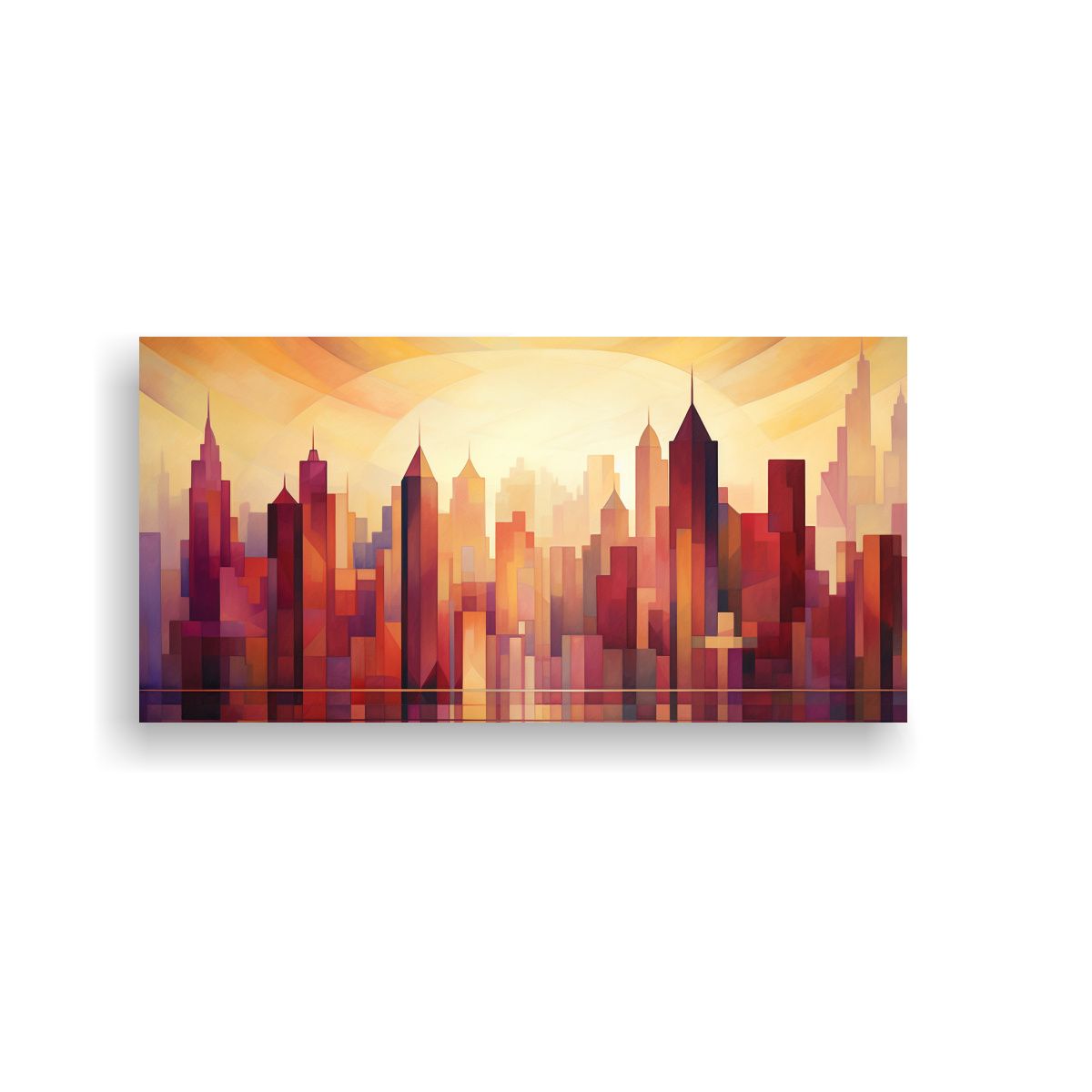 GENERICO - Lienzo Moderno Amanecer En Una Ciudad En Abstracto 100x50 Cm