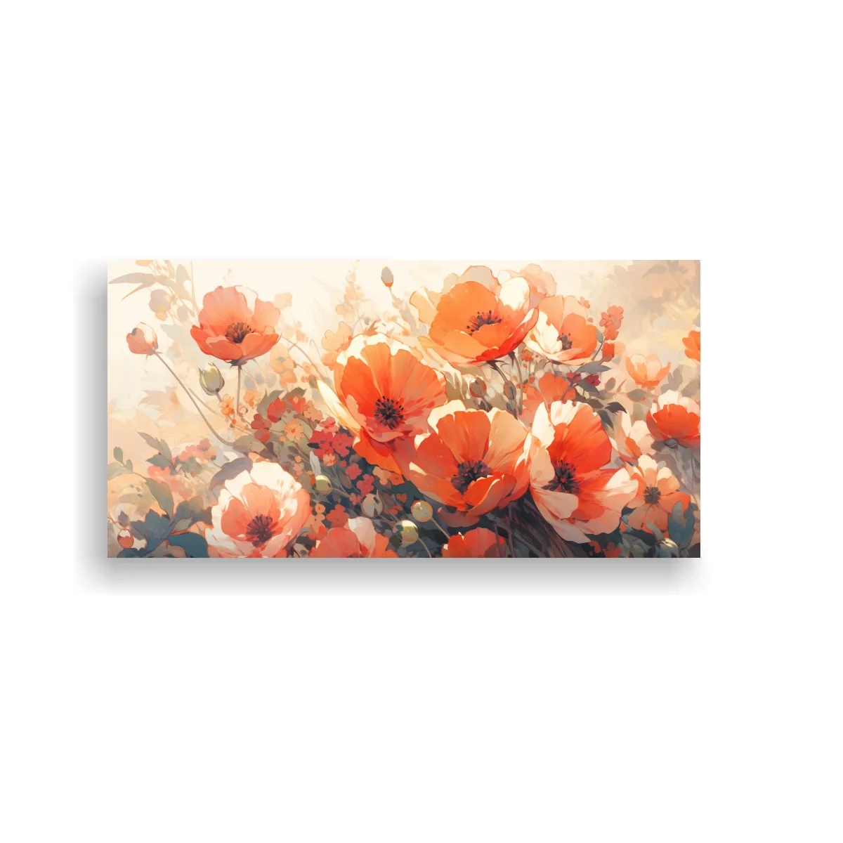 GENERICO - Diseño Floral Cuadro Vibrante De Amapolas En 80x40 Cm
