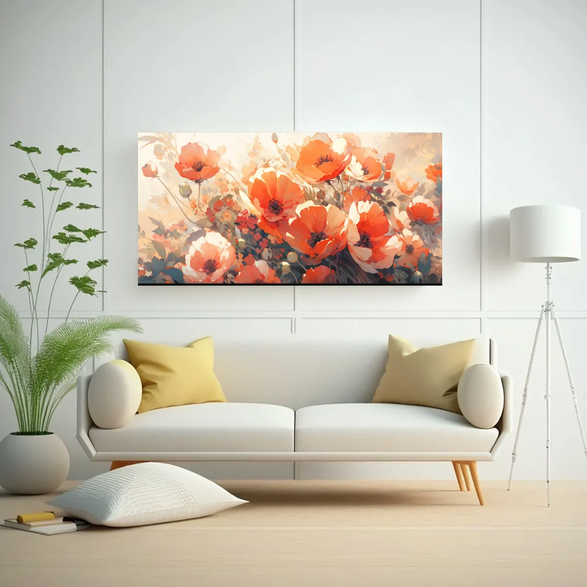GENERICO - Diseño Floral Cuadro Vibrante De Amapolas En 80x40 Cm