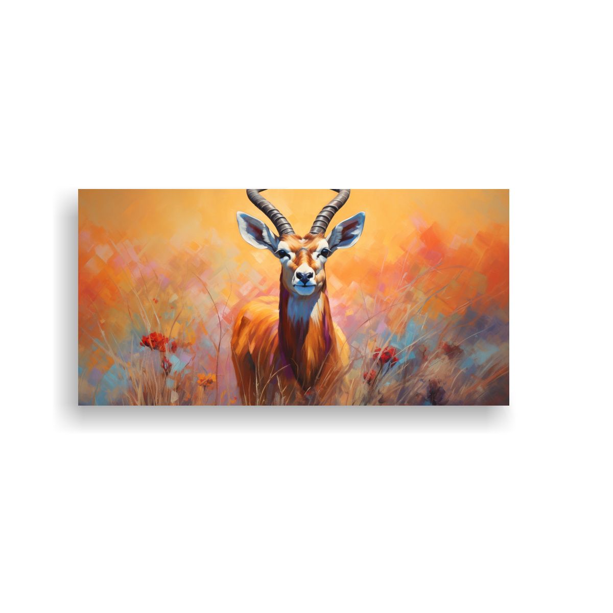GENERICO - Pintura Al Estilo óleo Temática De Antílope 80x40 Cm