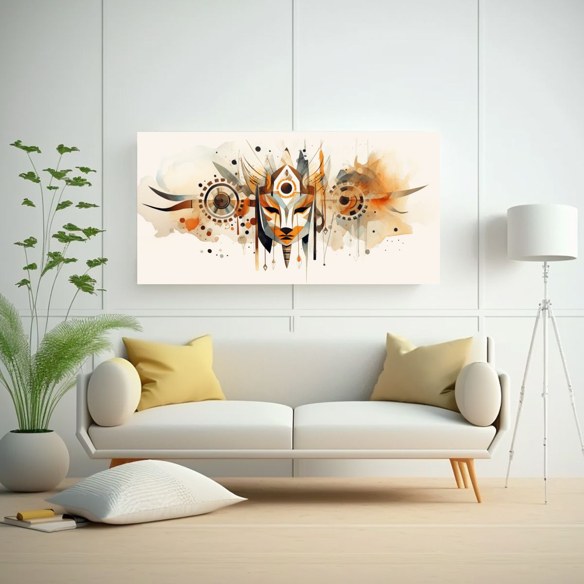 GENERICO - Pintura Abstracta Estilo Acuarela Africana Para 100x50 Cm