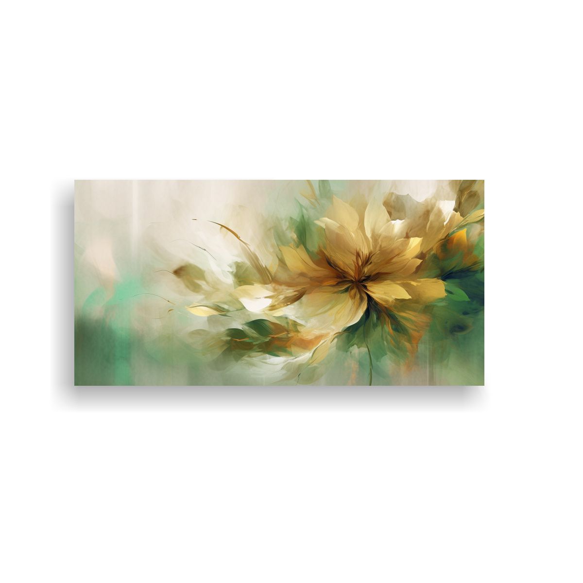 GENERICO - Cuadro Floral Abstracto Verde Marrón 100x50 Cm