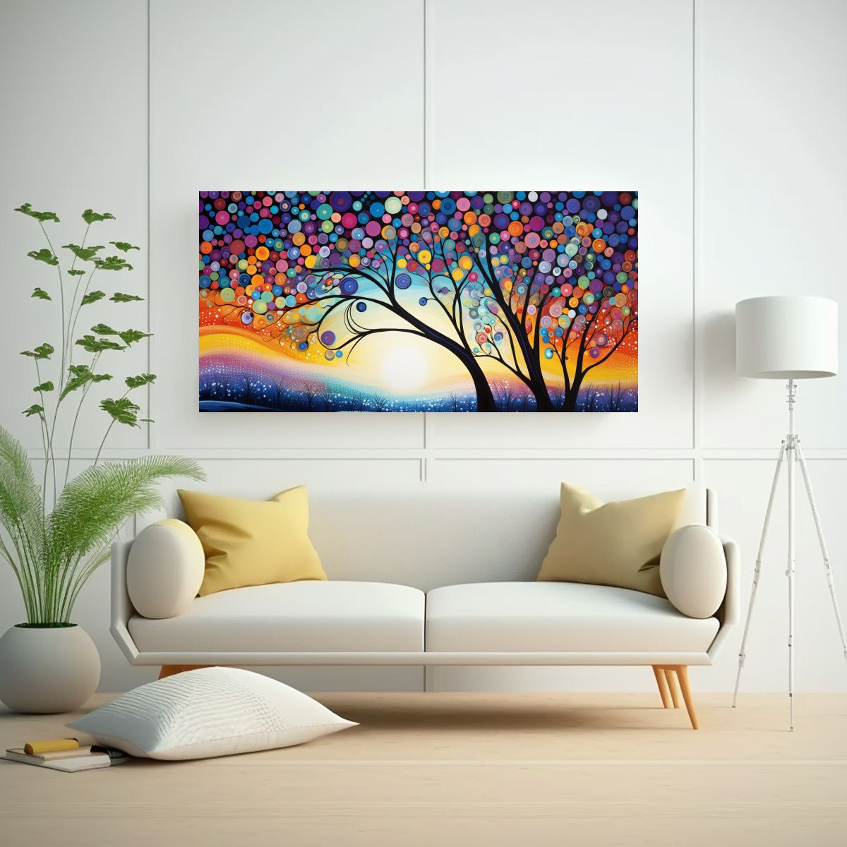 GENERICO - Cuadro Decorativo Abstracto Estilo Puntillista 60x30 Cm