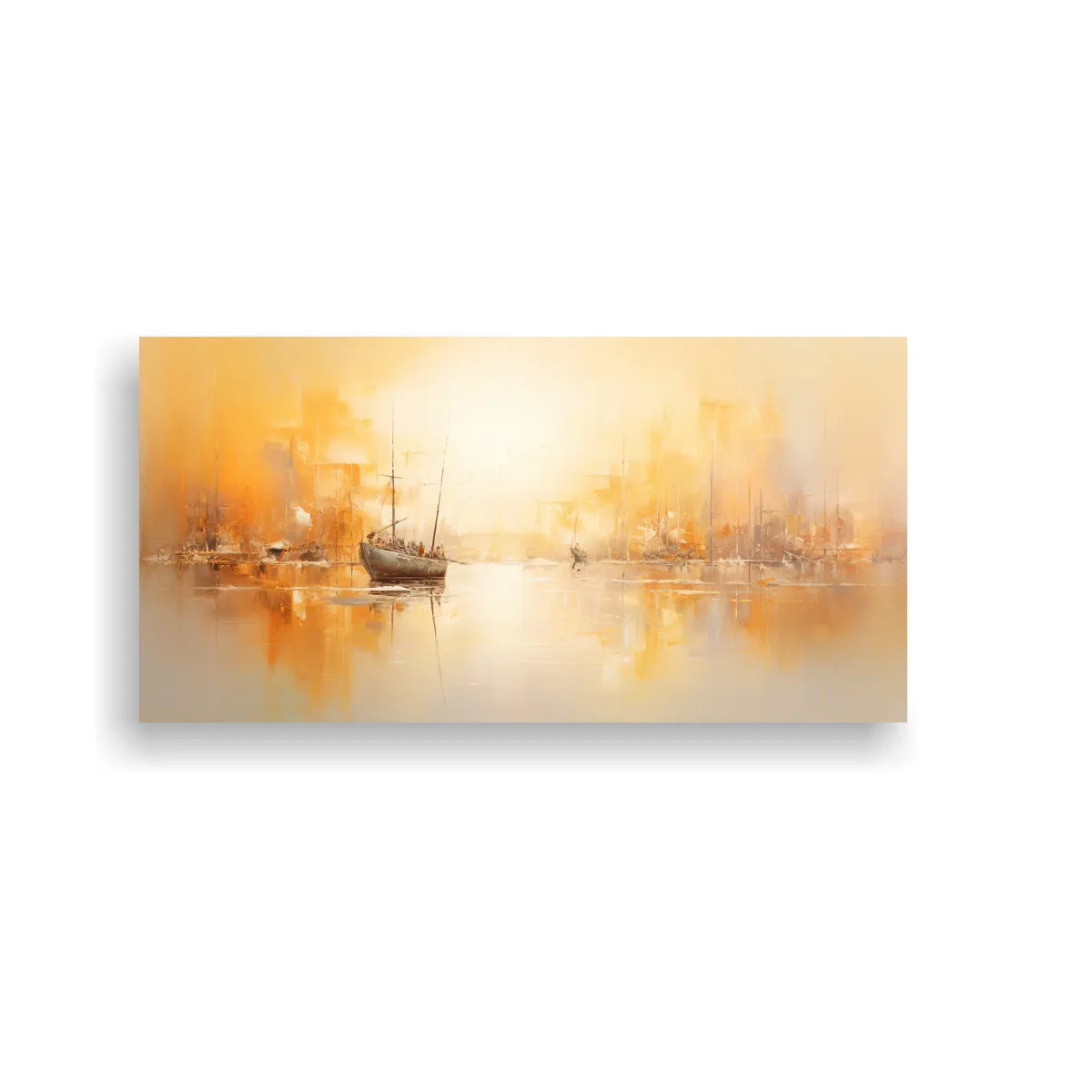 GENERICO - Pintura Decorativa Abstracta De Un Puerto Animado 100x50 Cm