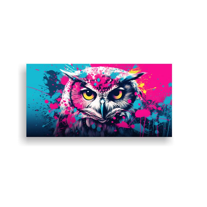 GENERICO - Lienzo Tela Calidad Búho Turquesa Y Rosa Arte 100x50 Cm