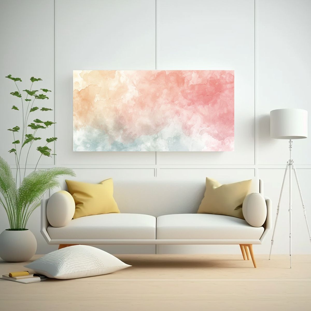 GENERICO - Cuadro Diseño Armonía Colores Textura Acuarela 60x30 Cm