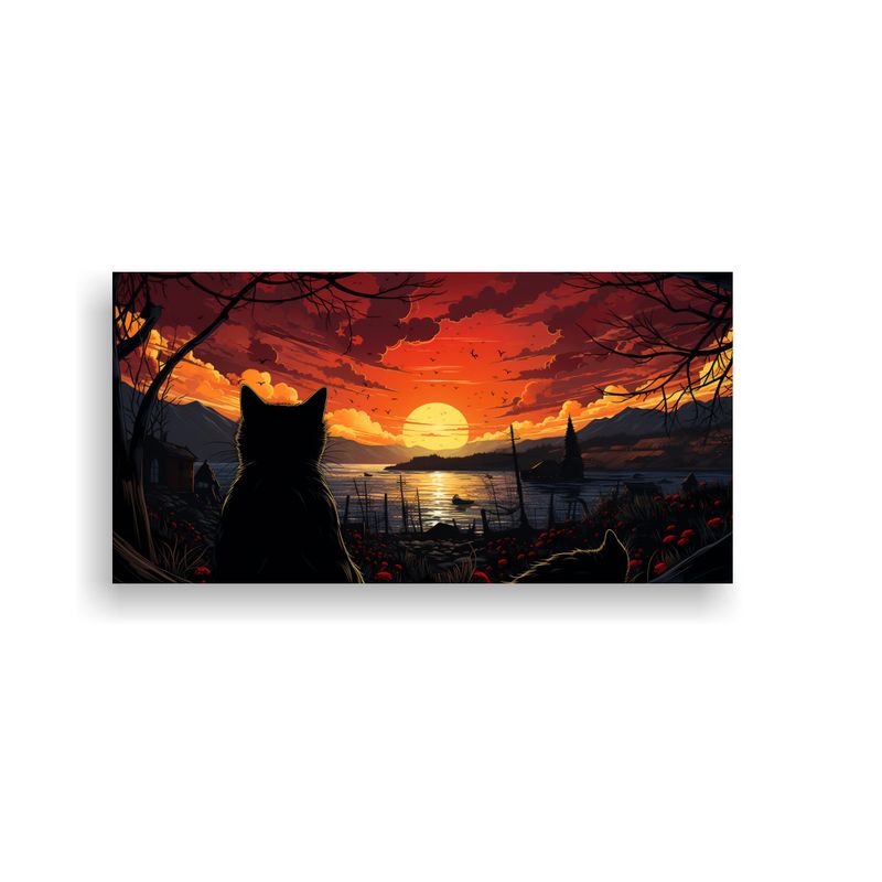 GENERICO - Cuadros Decorativos De Gatos Con Ojos Naranjas 80x40 Cm
