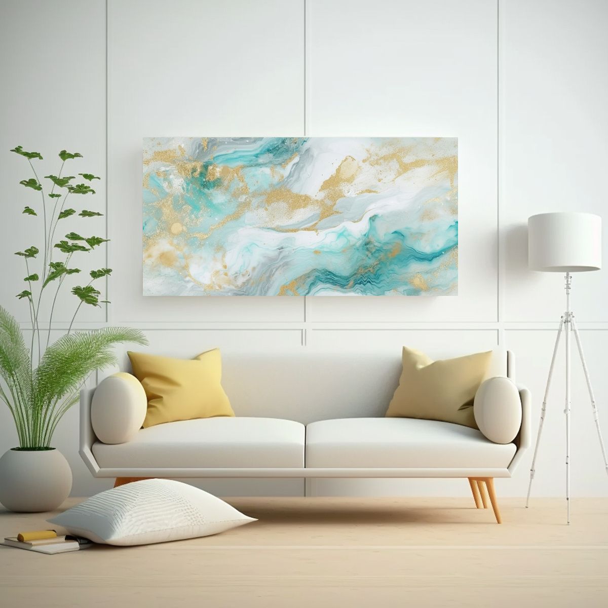 GENERICO - Pintura De Pared Surrealista Minimalista Agua Oro 60x30 Cm