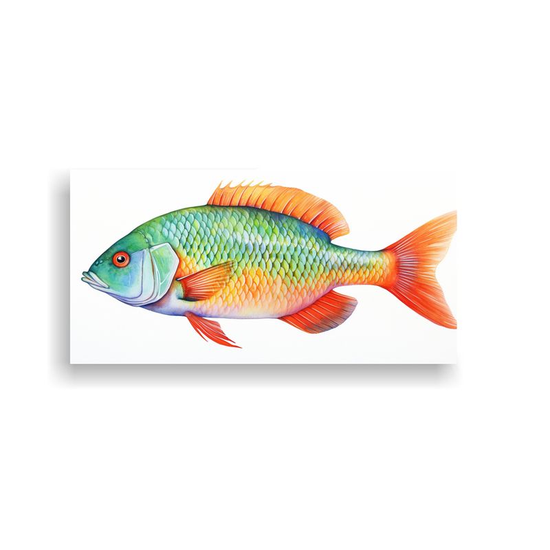GENERICO - Cuadro Decorativo Acuarela Fresca Peces De Agua 80x40 Cm