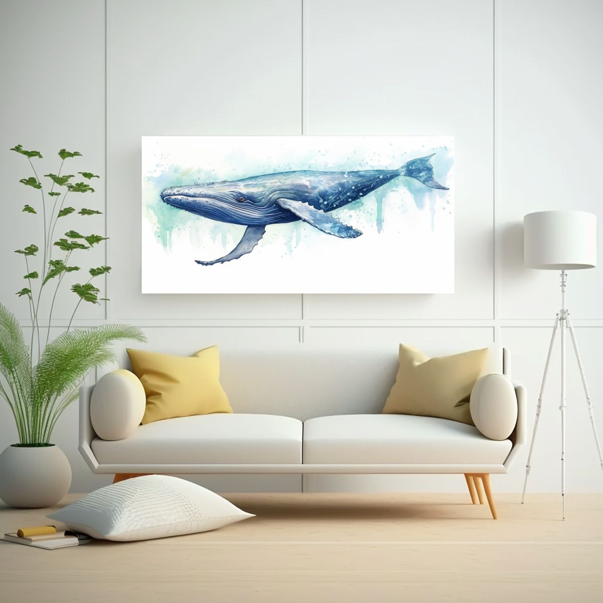 GENERICO - Pintura Floral Abstracta De Ballena Gris En 100x50 Cm