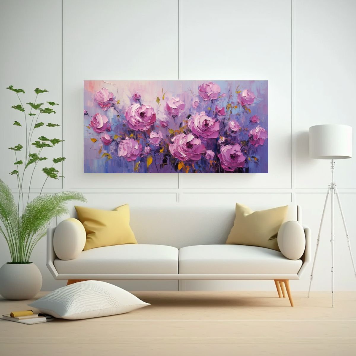 GENERICO - Cuadro Creativo De Flores En Lienzo En Colores 80x40 Cm