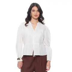 WADOS - BLUSA MANGA LARGA SOLIDA CON LAZO EN DELANTERO