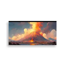 GENERICO - Pintura Abstracta Detallada De Un Volcán Con 60x30 Cm