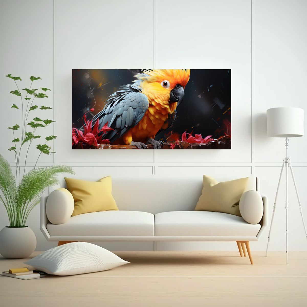 GENERICO - Pintura Al Estilo óleo Moderna De Un Cockatiel 60x30 Cm