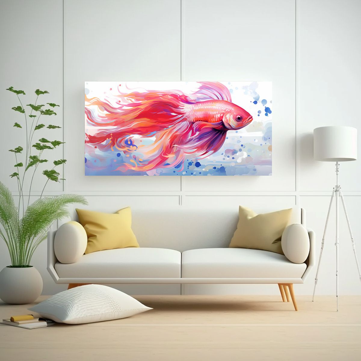 GENERICO - Pintura En Lienzo Estilo Galería Detalle De Pez 100x50 Cm