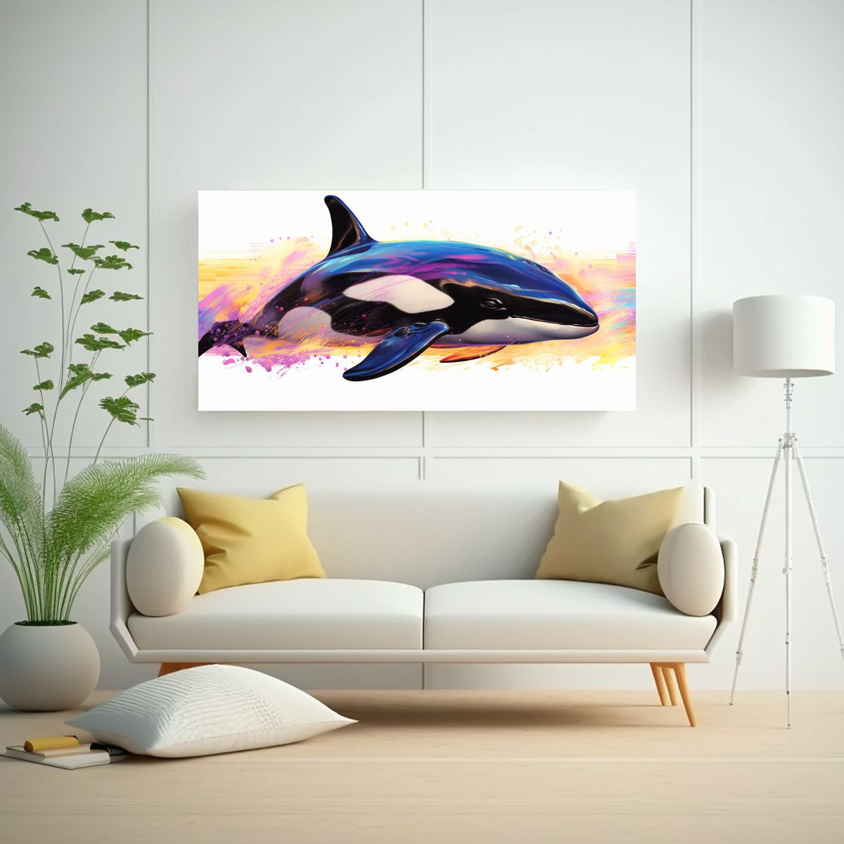 GENERICO - Cuadro Imagen Relieve Orca En Colores 60x30 Cm