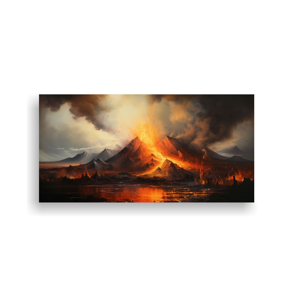 GENERICO - Pintura Abstracta Minimalista De Un Volcán En 100x50 Cm
