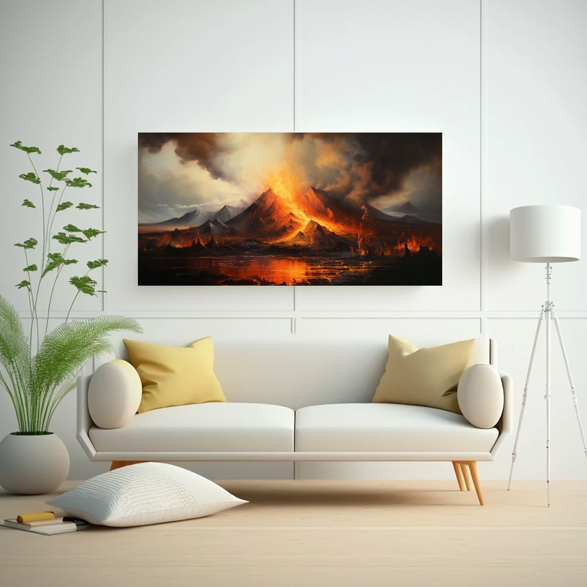 GENERICO - Pintura Abstracta Minimalista De Un Volcán En 100x50 Cm