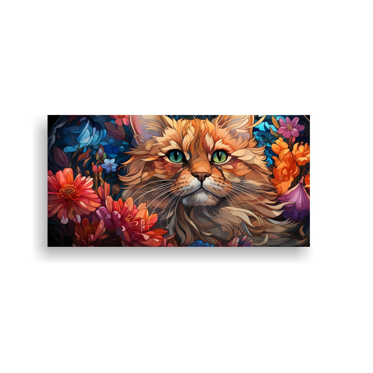 GENERICO - Pintura Innovadora De Gato Sonriente En Vidriera 80x40 Cm