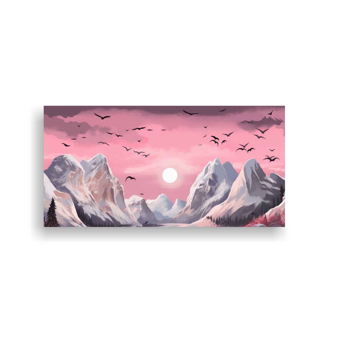 GENERICO - Pintura De Pared Con Montaña Y Aves En Estilo 60x30 Cm