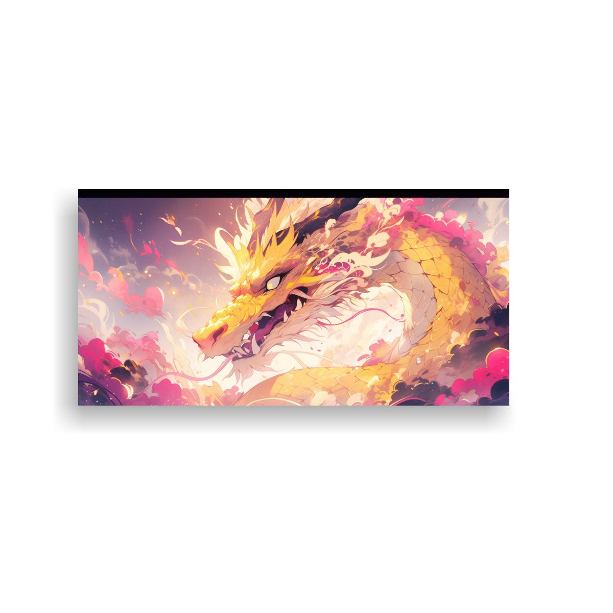 GENERICO - Pintura Detalle Dragon En Amarillo Y Rosa 60x30 Cm