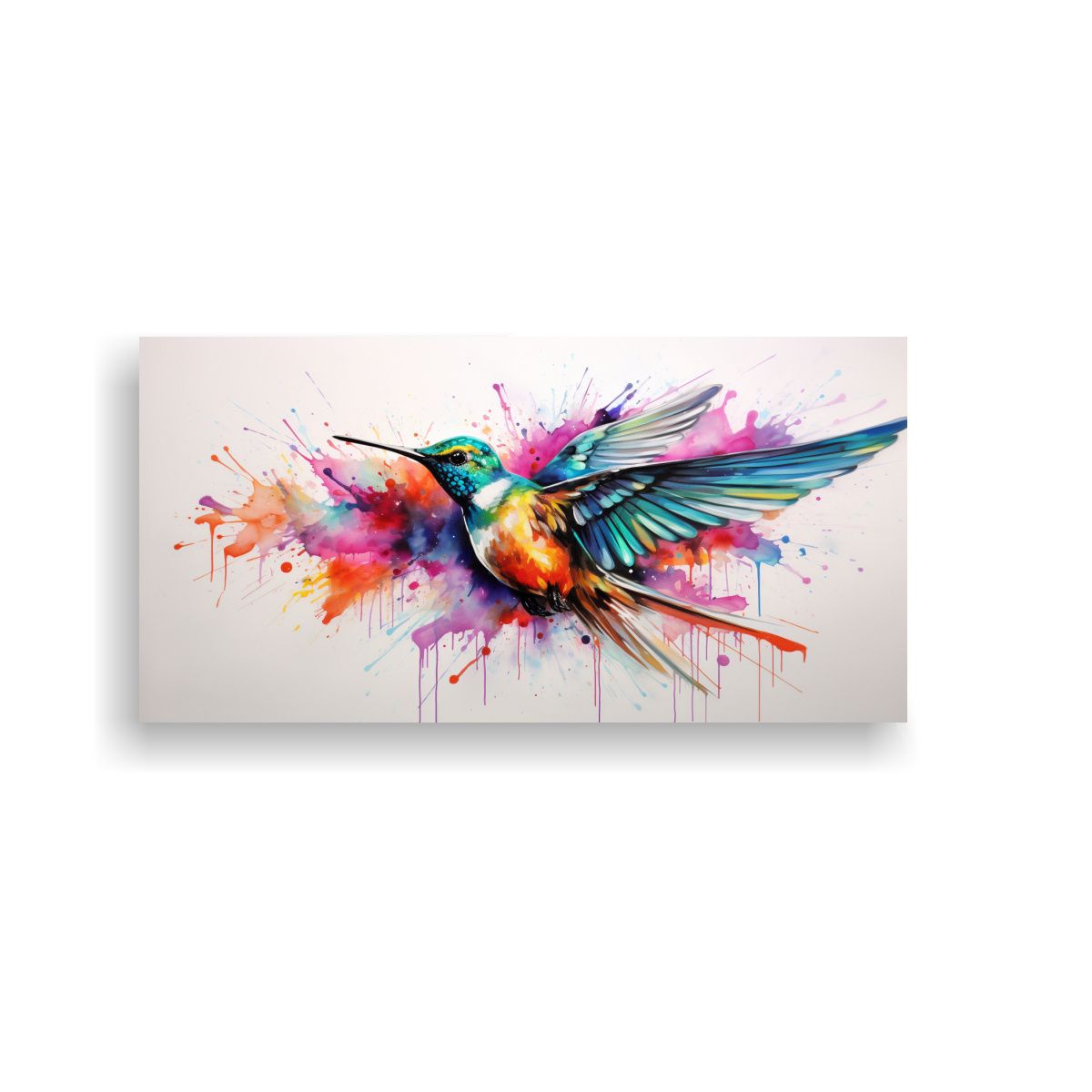 GENERICO - Cuadro De Colibrí En Tonos Pastel Y Acuarelas 80x40 Cm