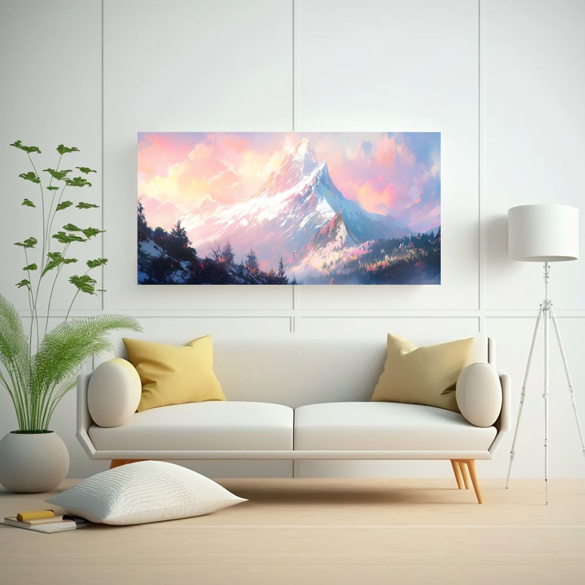 GENERICO - Cuadro Abstracto De Decoración Montañas 80x40 Cm