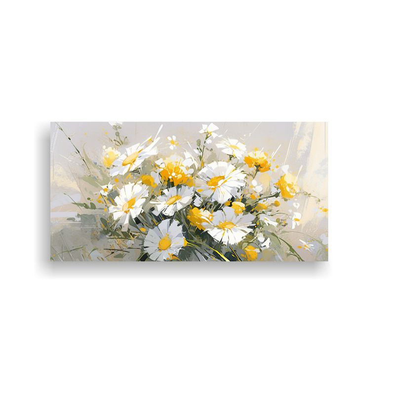 GENERICO - Cuadro Juvenil De Flores Amarillas Y Plateadas En 60x30 Cm