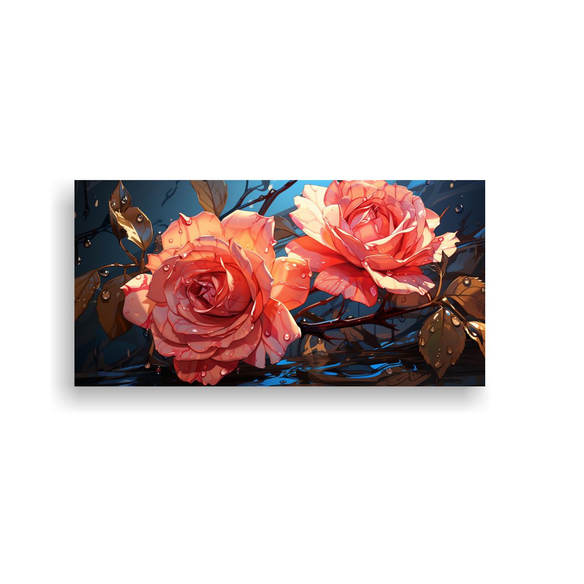 GENERICO - Cuadro Juvenil De Lienzo Con Dibujo De Rosa Y 80x40 Cm