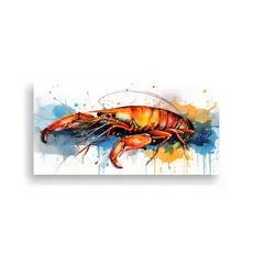 GENERICO - Cuadro De Camarón En Colores Naranja Y Sable En 100x50 Cm