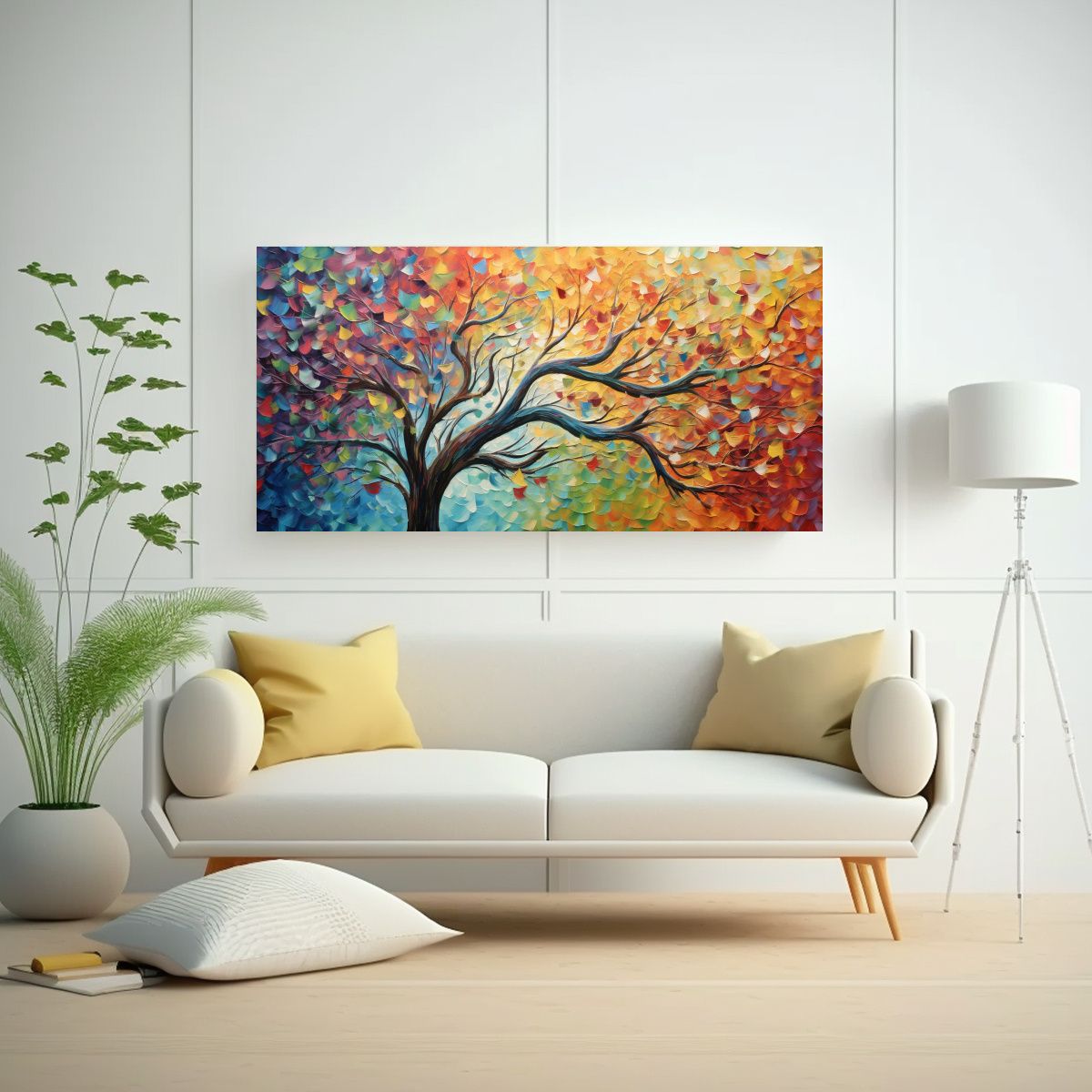 GENERICO - Pintura Abstracta Detallada De árbol Tropical En 100x50 Cm