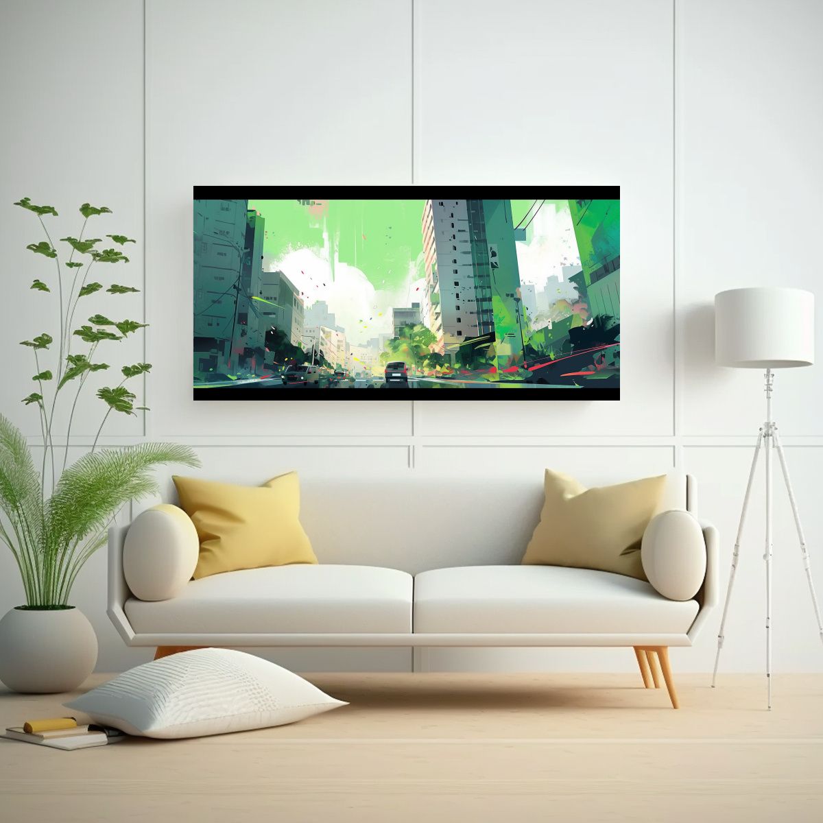 GENERICO - Lienzo Cuadro Santiago City Chile Arcoíris Y 100x50 Cm