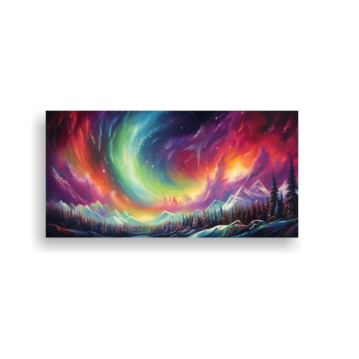 GENERICO - Cuadro Abstracto Inspirado En La Aurora Boreal Y 100x50 Cm