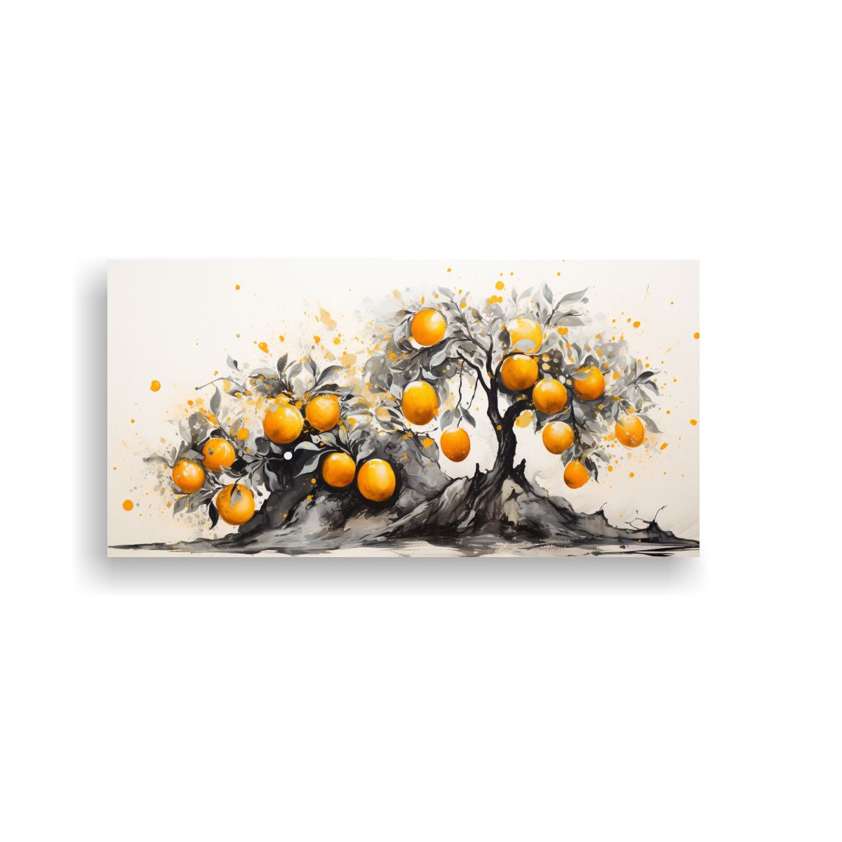 GENERICO - 1 Cuadro Patron Arte Grafico Árbol Naranja 80x40 Cm