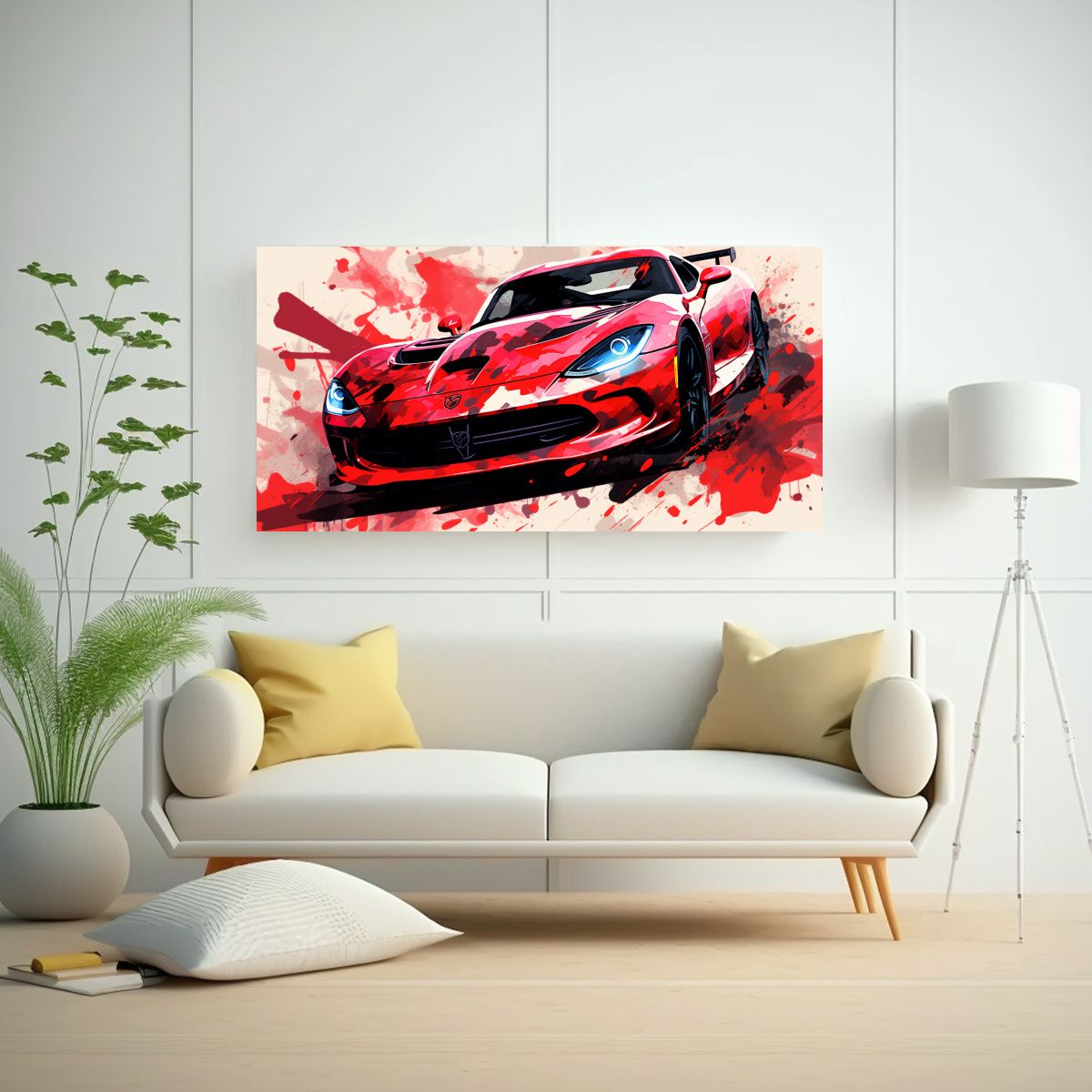 GENERICO - Cuadro Viper Rojo Y Negro Arte Pop Neo En Tela 80x40 Cm