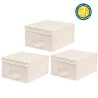 Pack 3 Caja Organizadora Plegable De Tela Beige M